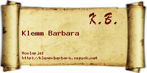 Klemm Barbara névjegykártya